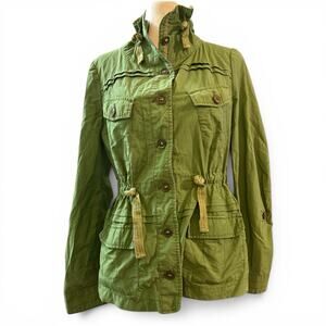 Daughters Of The Liberation Green Utility Jacket, Button Up Cinch Waist, Size 4